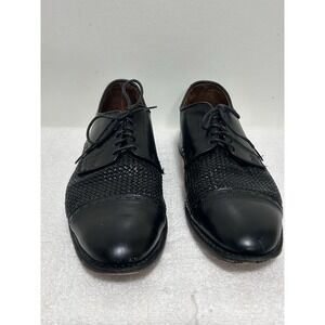 Allen Edmonds Lauderdale Dress Shoes Mens 11 Black Leather Woven Cap Toe